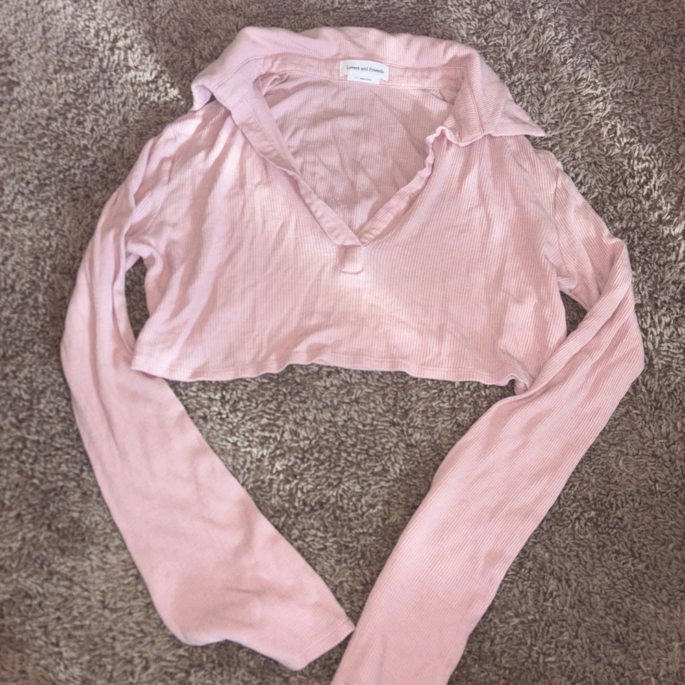 Lovers + Friends Pink Long Sleeve Crop Top Size S